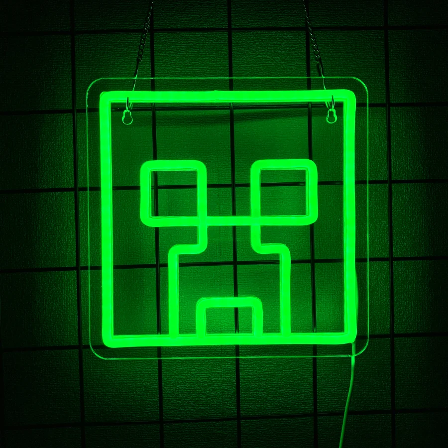 

Игровая неоновая вывеска, зеленая икона, костюм для декора игровой комнаты, питание от USB, спальня, анимационный ночник игровой комнаты, молодежные подарки.