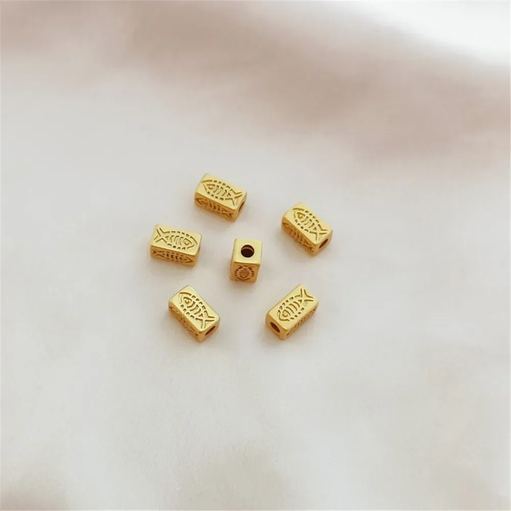 Винтажные-прямоугольные-бусины-из-матового-золота-18k-с-узором-в-виде-рыбки-рассыпные-для-самостоятельного-изготовления-украшений