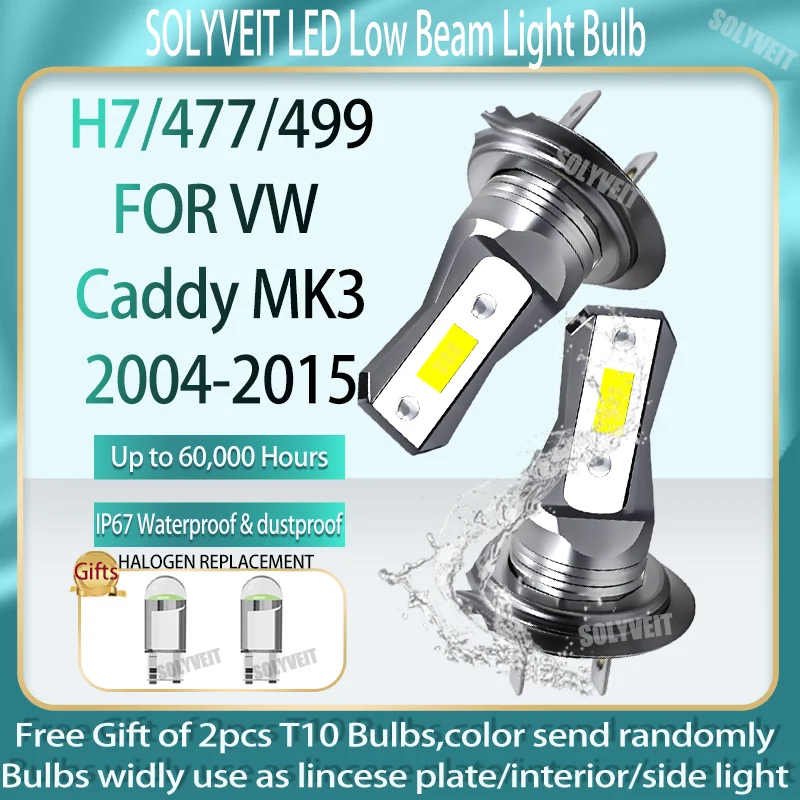

Next-gen 4500LM 6000k LEDs Low Beam whiter light, simpler installation For VW Caddy MK3 2004 2005 2006 2007 2008 2009 2010-2015