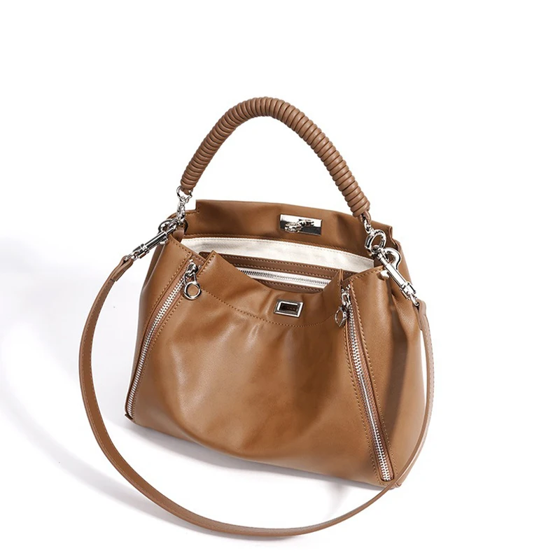 

100% Genuine Leather Luxury Designer Soft Cowhide Leather Handbag Women's Shoulder Bag And Wallet Fashionable Crossbody Purse