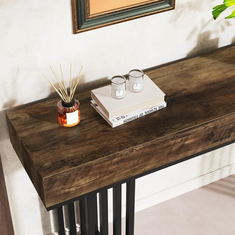 طاولة وحدة تحكم مقاس 55 بوصة للمدخل، طاولة مدخل صناعية بإطار معدني أنيق، طاولة بهو أريكة لغرفة المعيشة، المدخل #6