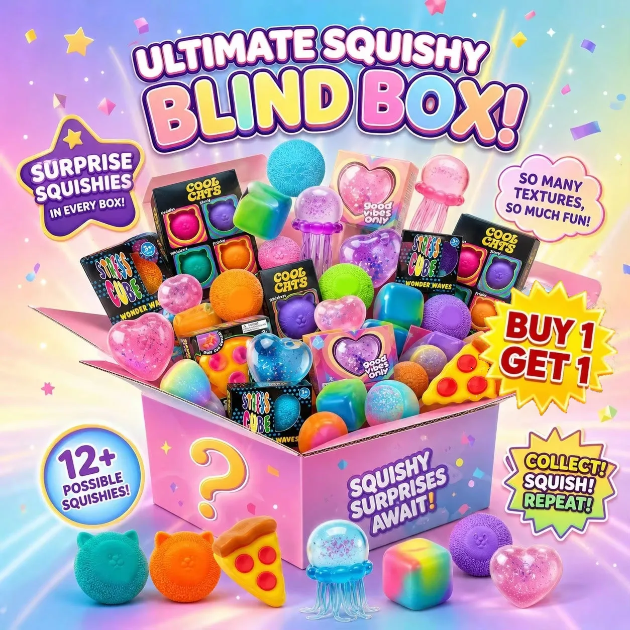 1000+Pieces/Kinds Assorted Squishy Figures Blind Box Surprise Toys Slow Rising Soft Fidget Squeeze Stress Relief Toy Random 1pcs image 4