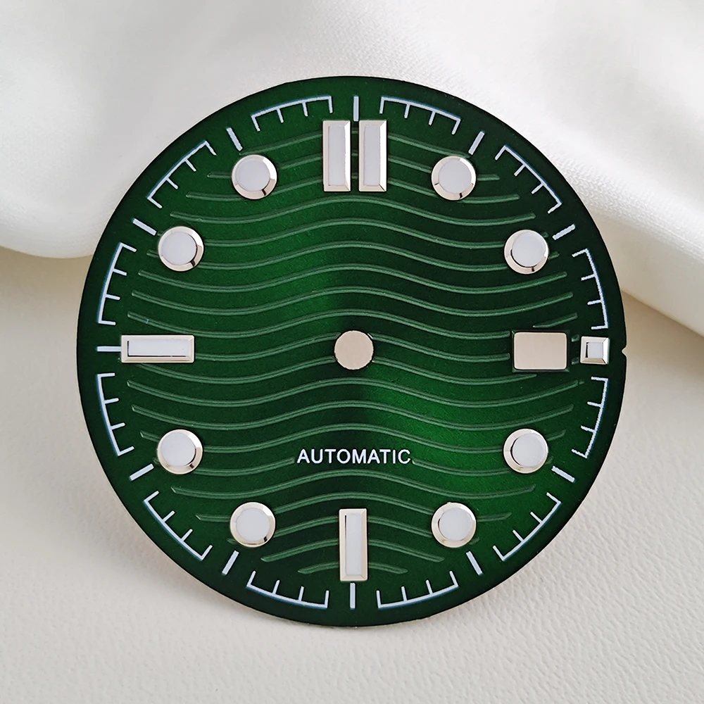 NH35 Dial 31mm Dial Green Luminous 3 O'clock Date Window Custom Logo Watch Dial For NH35 NH36 Series Movement Watch Accessories