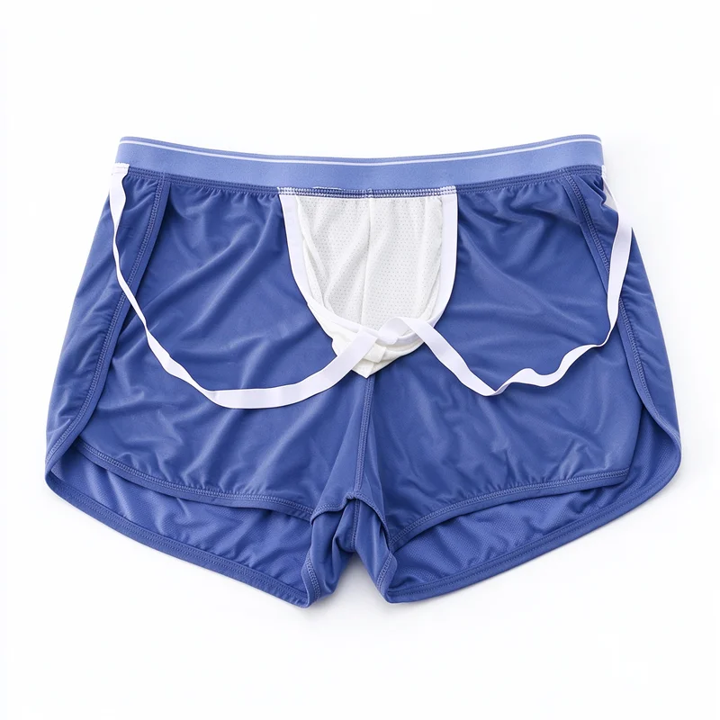 Men Ice Silk Boxer Shorts Summer Ultra Thin Solid Underwear Breathable Sleep Bottoms Boxers