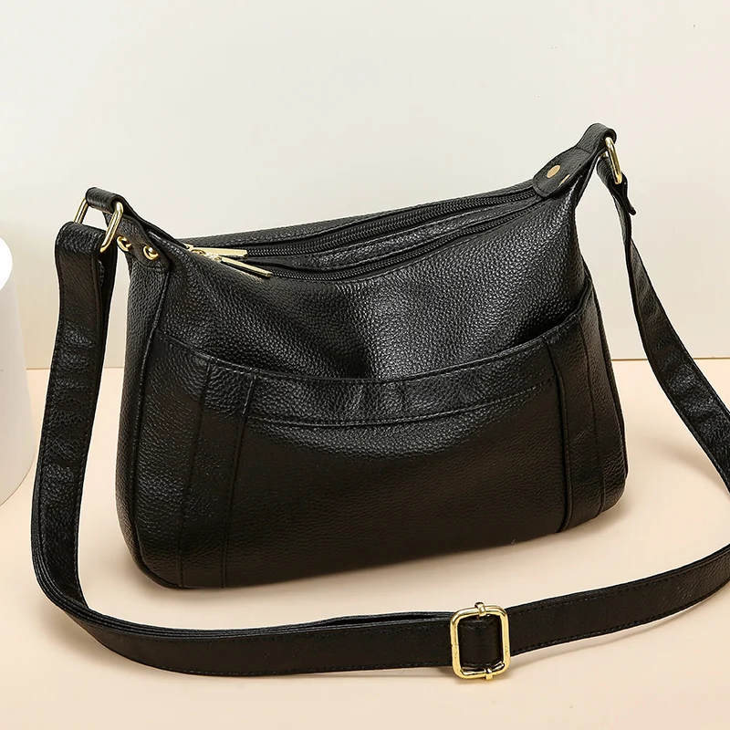 

Genuine Leather 2 Layers Luxury Handbags Women Bag Designer High Quality Cowhide Ladies Crossbody Shoulder Bags for Women Mother