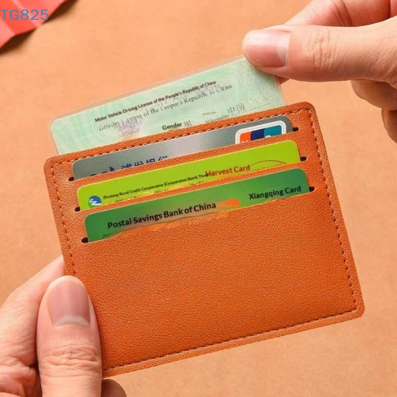 【AN】Minimalist Leather Credit Card Holder Custom Monogram Name Slim Pocket Wallet for Birthday Anniversary Gift Choice