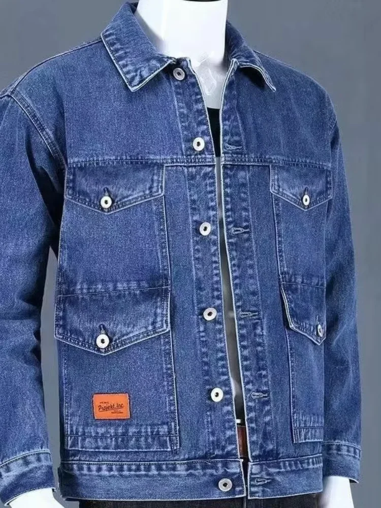 

New Faionable Denim Jaet for Middle-Aged And ly Men Sli Workwear Coat Durable Stand Fit Autumn ential