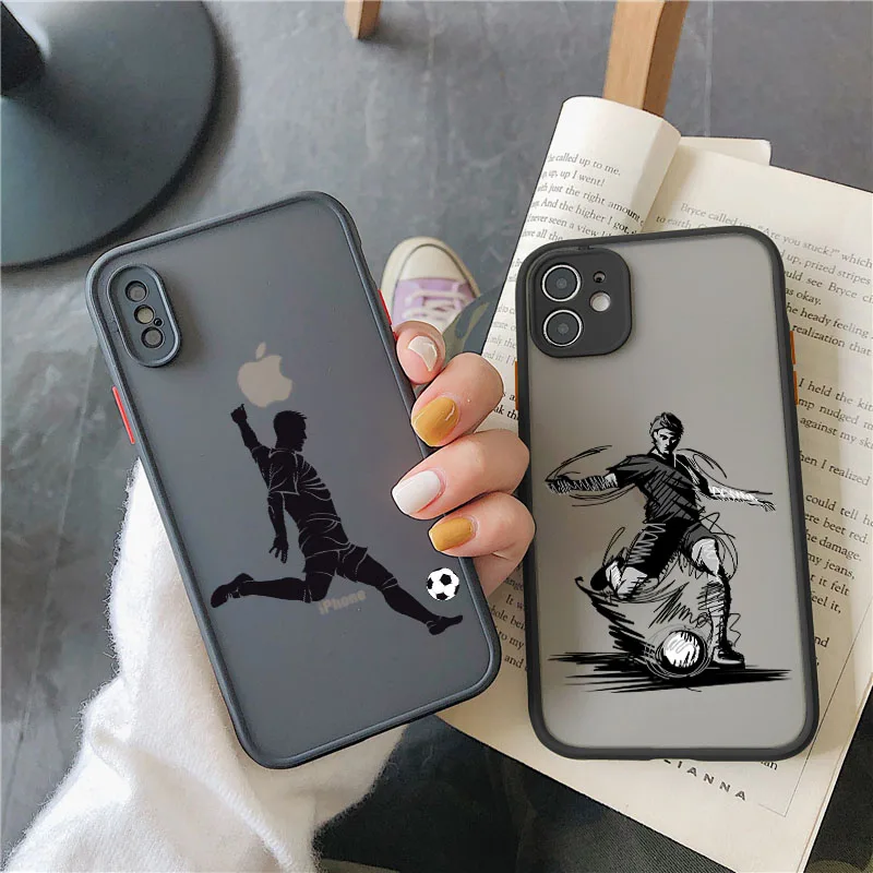 Handyhülle für iPhone 17 16 12 13 11 14 15 Pro Max XS XR 16 Plus X PlaySoccer Stoßfeste Transparente PC Niedliche Rückseite Schutzhülle Fußball