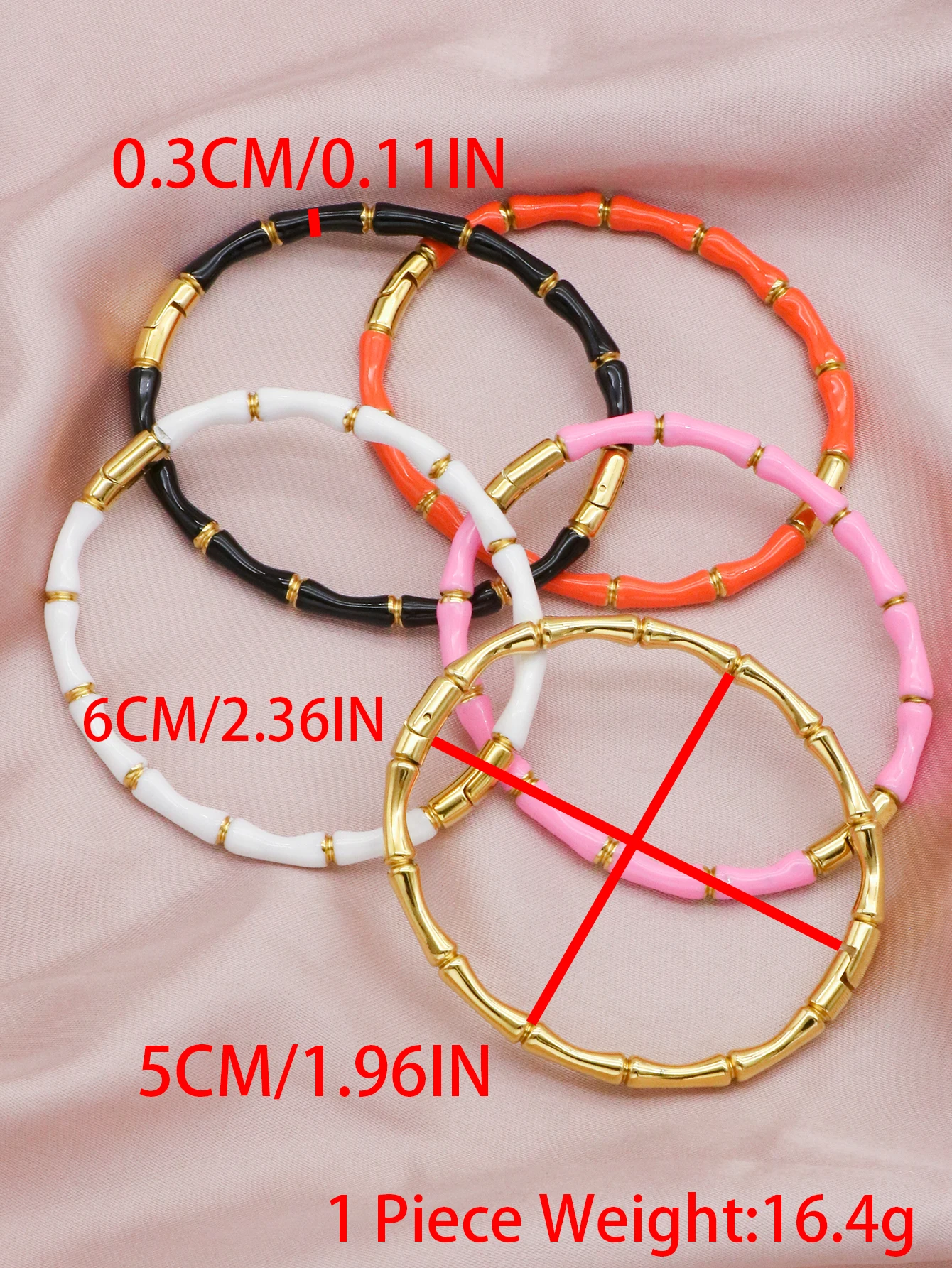 1 Piece Stainless Steel Multicolor Bracelet for Women Bamboo Bracelets Minimalist Fashionable Girl Bangle Jewelry Wholesale