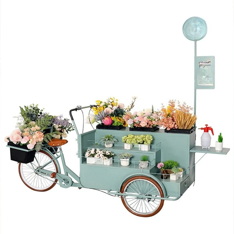 Flower shop Outdoor flowers Floral display Movable placement car Creative market Night market Stall selling car