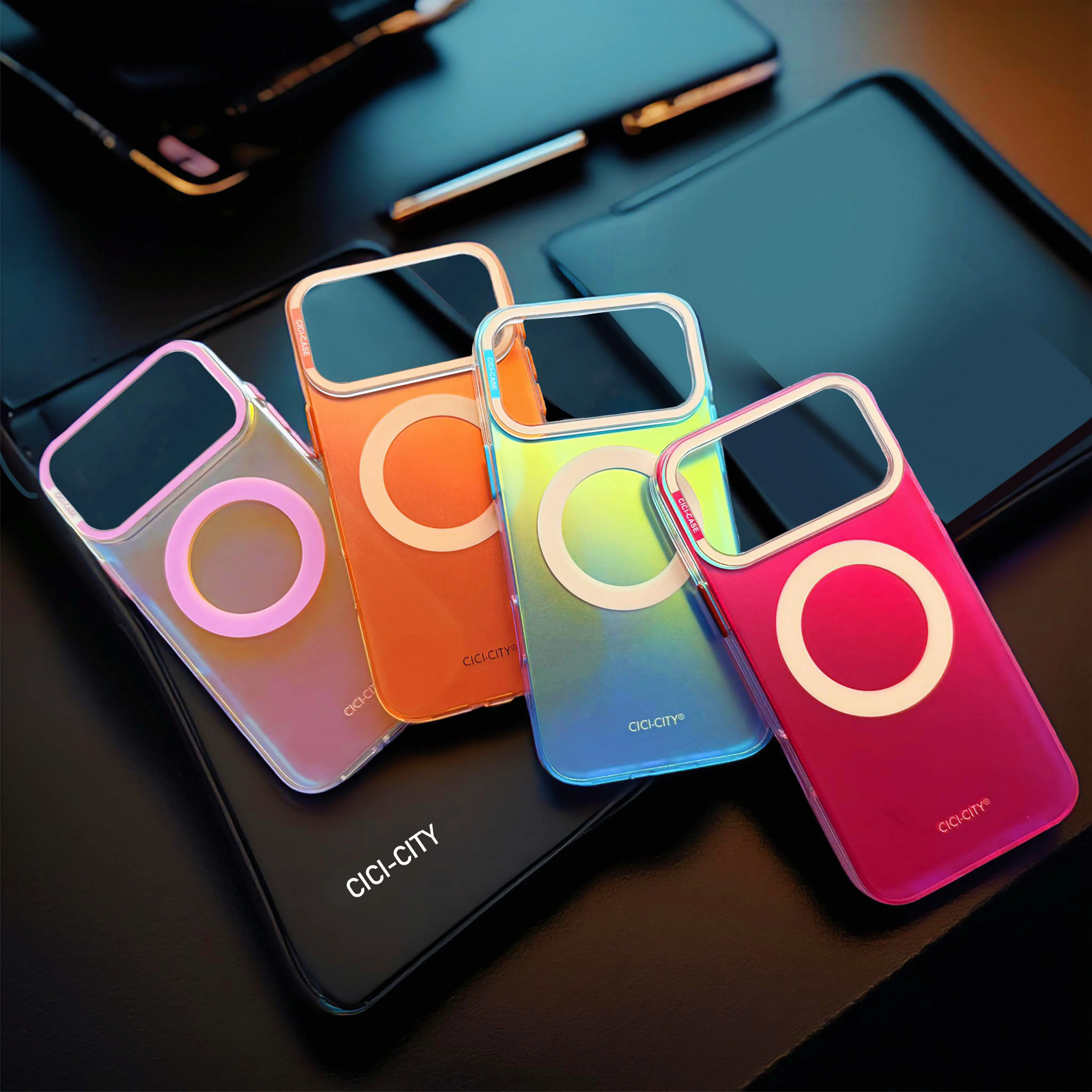 Vibrant Color Contrast For Megsafe Phone Case For iPhone 16pro 16ProMax Luxury Hard PC Back Cover For iPhone 17 17Pro Max Fundas