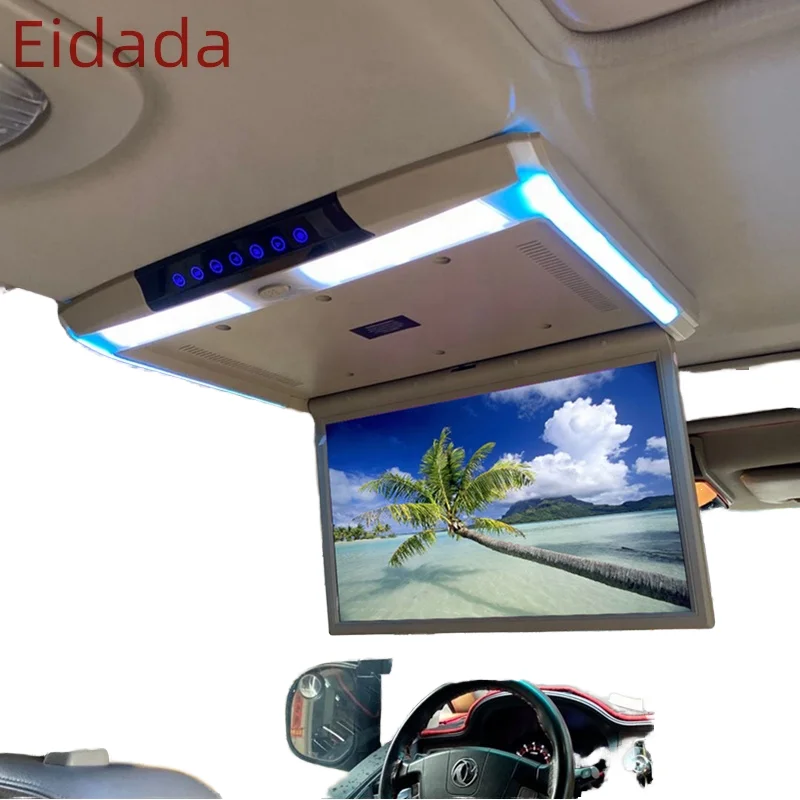 12.5/13 Inch Wide 1920*1080 FHD IPS Screen Flip-down Car Mount with Remote Control USB FM TF Stereo Function
