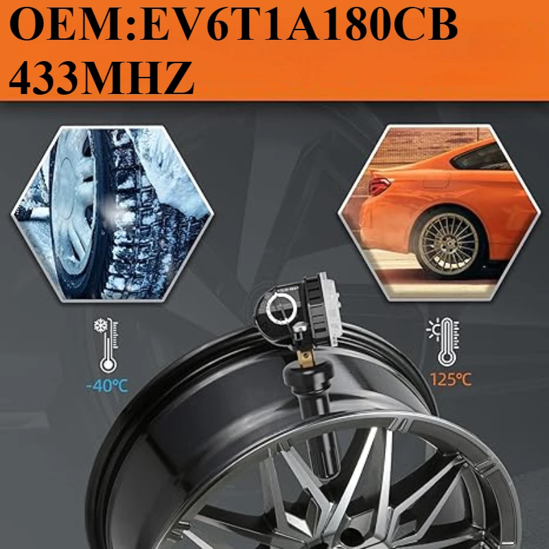 1/4 pces tpms/sensor de pneu oem: ev6t1a180cb 433mhz apto para ford c-max mondeo kuga grand focus fiesta ranger, com baterias panasonic