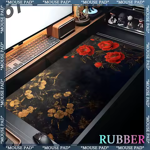 Retro Rose Gaming MousePad 1200X600X5MM Thickened Desk Mat Oversized Gaming Keyboard Pad Carpet Pad Rubber Lock Edge Mouse Pad