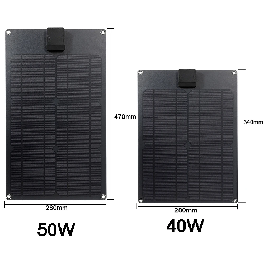 Placa solar portátil, Carregador USB ao ar livre para acampamento da bateria do telefone móvel, 5V, 18V, 50W, 12 V