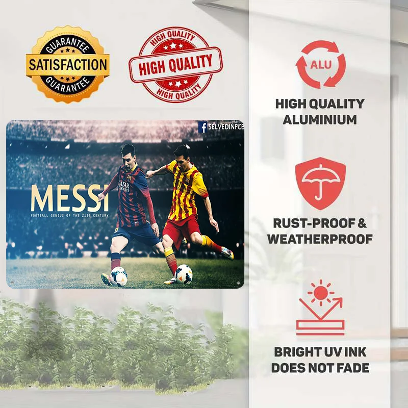 Lionel Messi Football Tinplate Poster Custom Wall Art Vintage Metal Signs Retro Tin Plaque for Room Decoration Home Decor Items