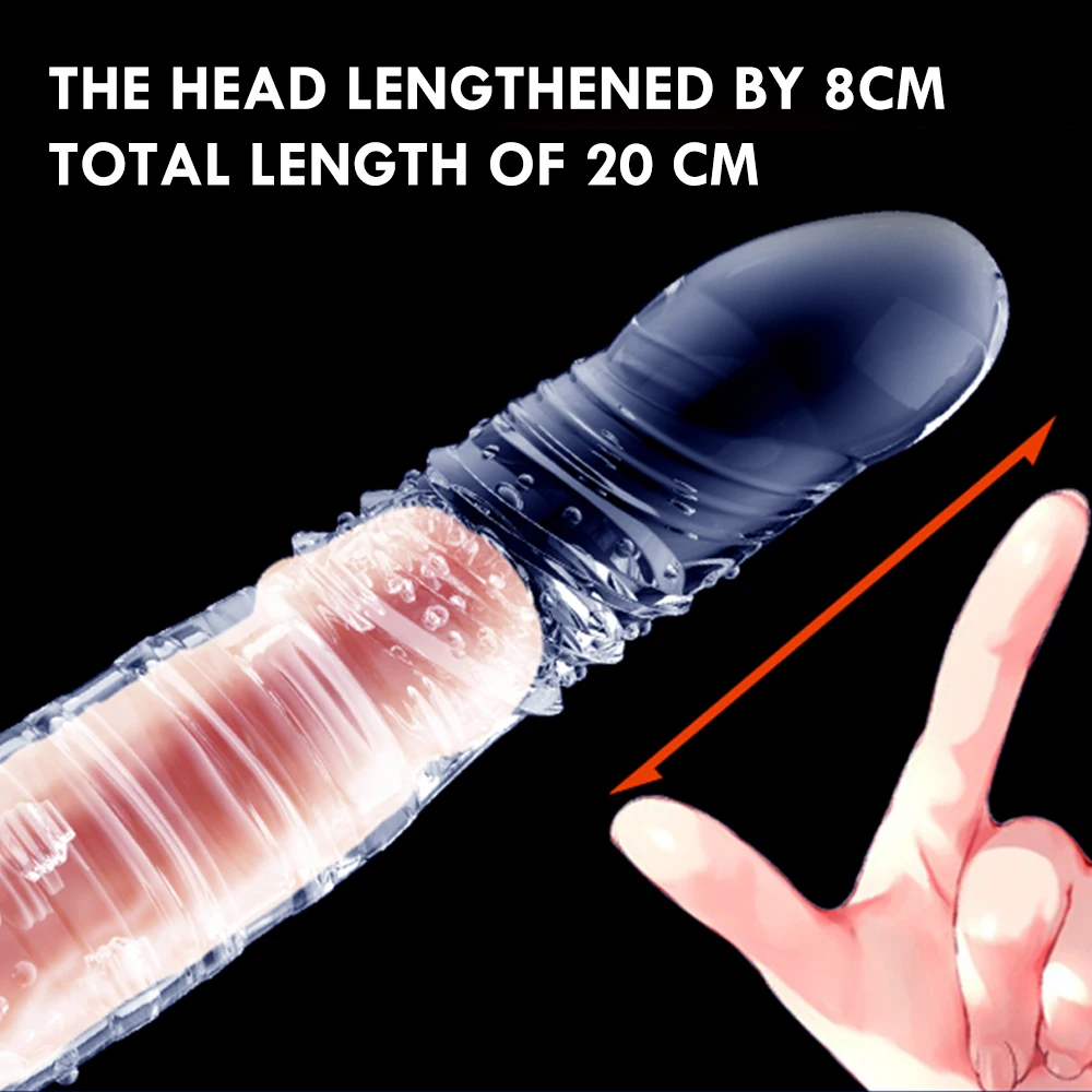 Penis Sleeve Extender Delay Ejaculation Reusable Condom Soft Flexible Penis Enlarger Cover Adults Sex Toys for Men Dick Enlarger