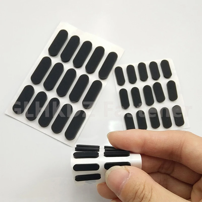 10pcs Thickness 2mm, Width 6mm, Length 10-33mm Oval Strong Self Adhesive Backing Silicone Rubber Furniture Pads Non-slip Spacers