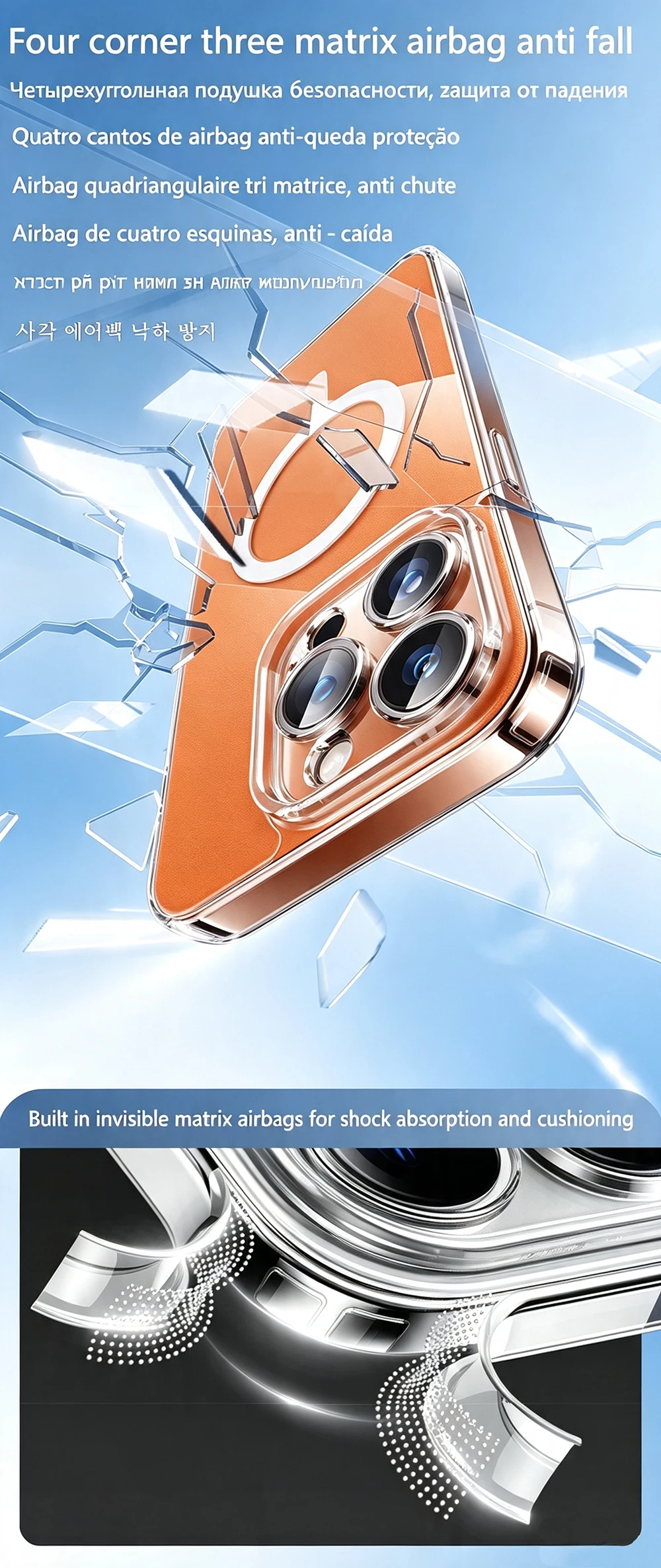 Drahtlose Magnetische Transparente Hülle für iPhone 18 16 15 14 12 13 Mini 11 17 Pro Max 7 8 Plus X Xr Xs Max SE 2020 Apple Magsafe Original Magnet Case Abdeckung mit Integriertem Kamera Präzisionsloch – Detail 3