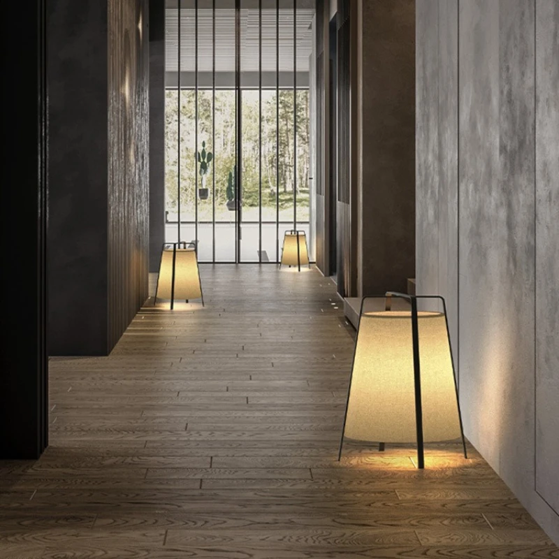 القماش LED مصباح أرضي النمط الياباني الحد الأدنى الطابق ضوء مطعم دراسة المقهى مصابيح إضاءة أضواء الديكور الداخلي