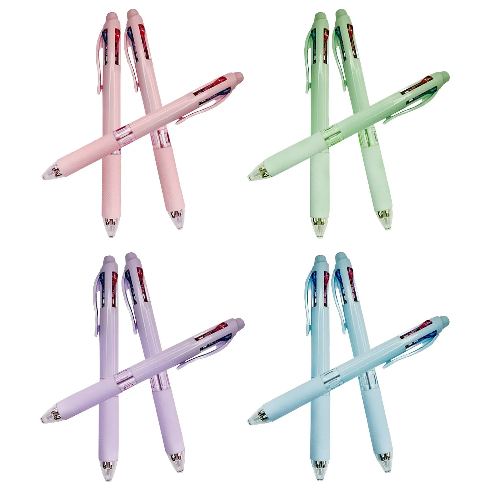12Pcs 4-in-1 Multicolor Ballpoint Pens Retractable Colored Ink Pens Red Blue Black Green for Writing Coding Highlighting