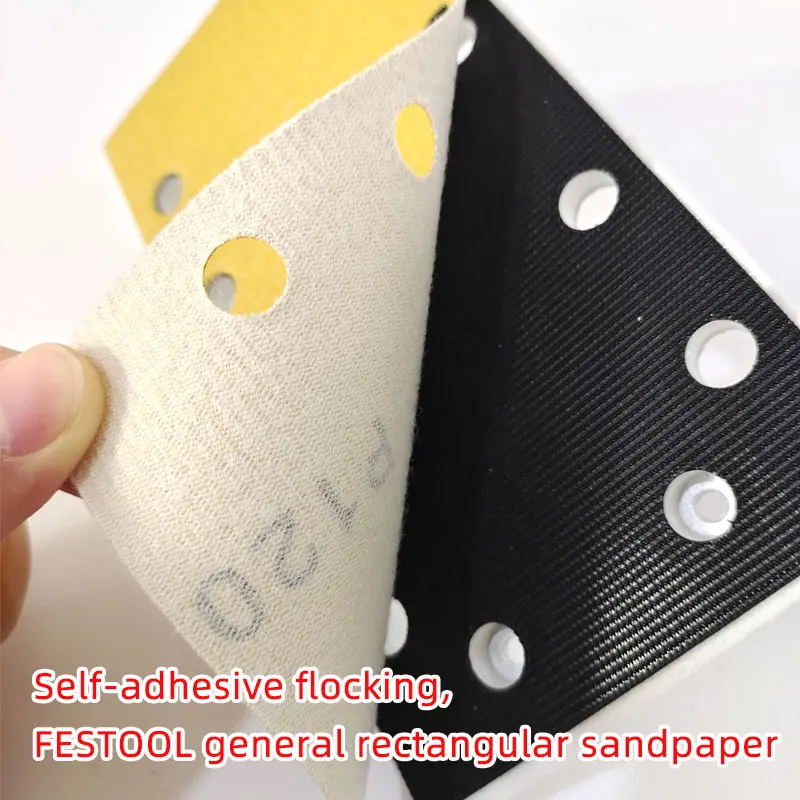 100Pcs 95*180mm  For Festool Sanders Grinder For Grinding  Hook Loop Rectangular Yellow Sandpaper Flocking Sheet Self-Adhesive