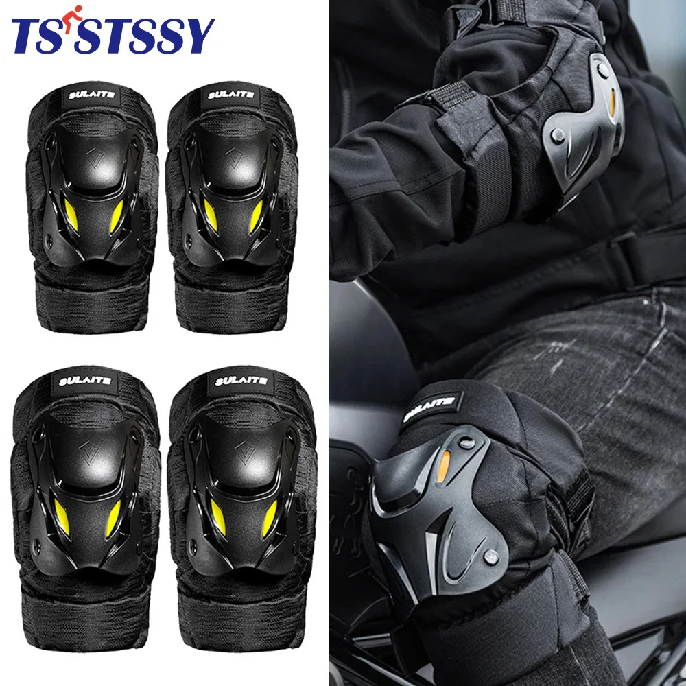 1Pair Electric Bike Motorcycle Motocross Racing Knee Elbow Pads Brace Protective Gear Black for Motocross Racing Mountain Biking