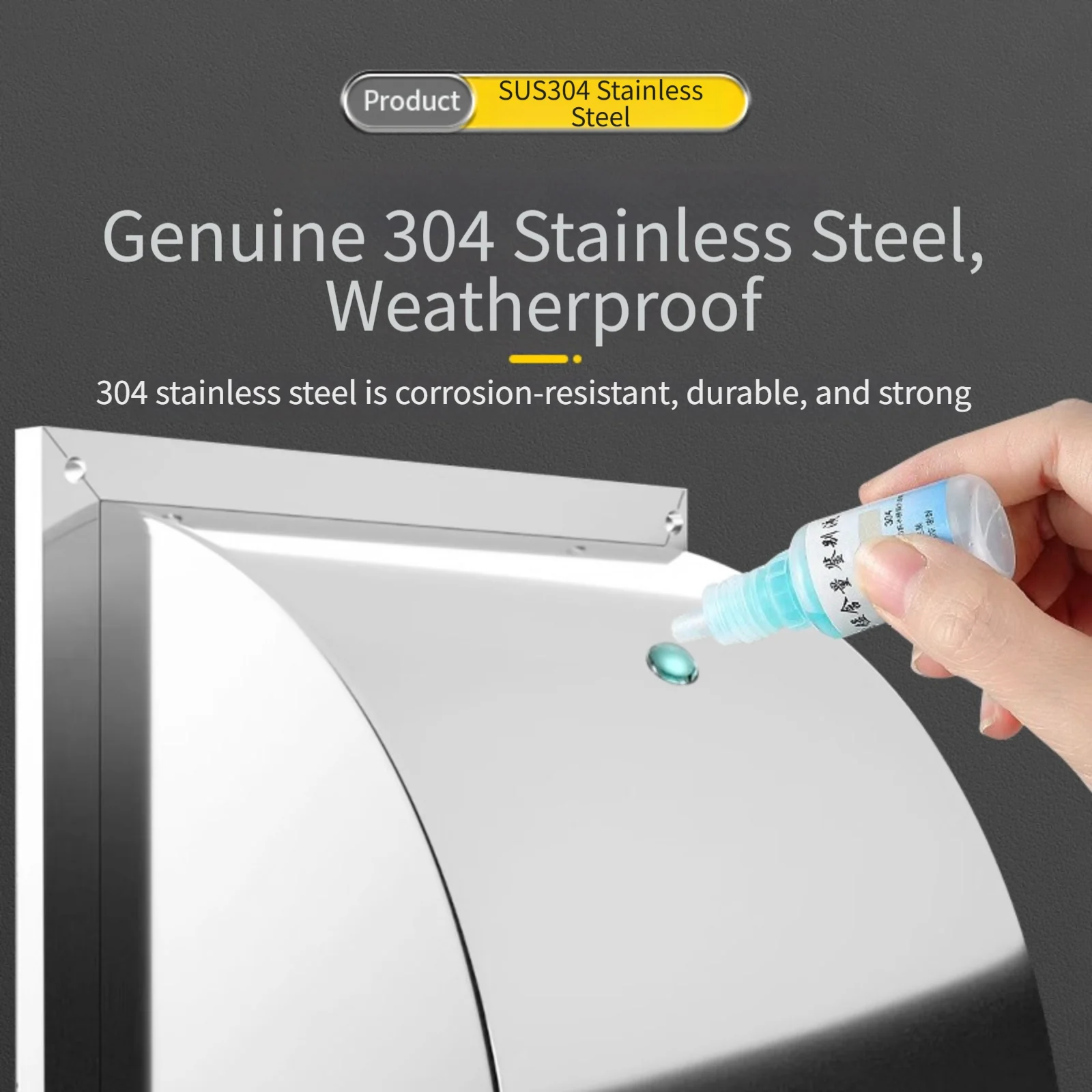 304 Stainless Steel Square Wind‑Rain Hood Vent Cover, Weather‑Proof Protective Grille For Wall‑Mounted Fan