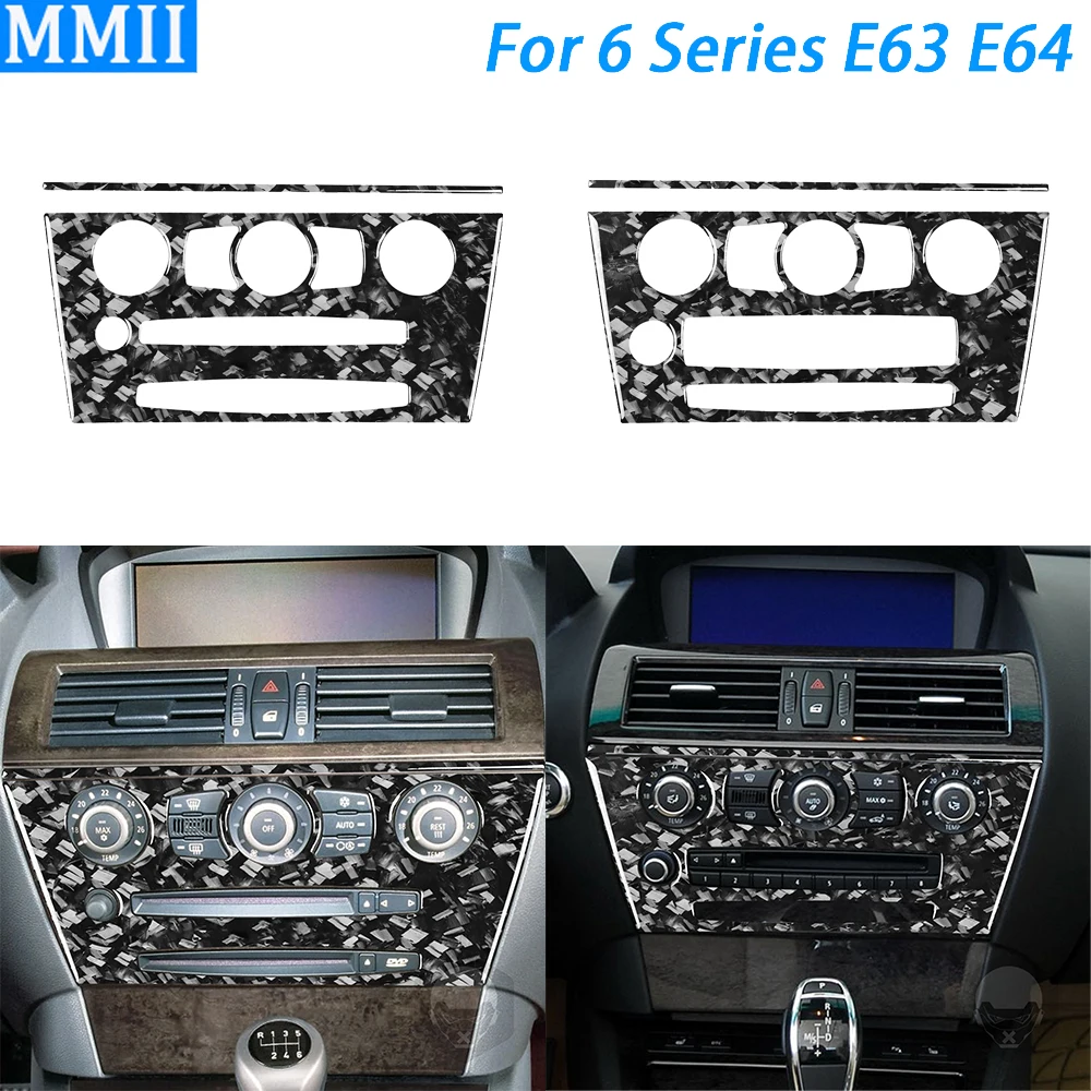 

For BMW 6 Series E63 E64 M6 2004-2010 Forged Carbon Fiber Central CD Radio AC Control Panel Trim Cover Car Interior Sticker