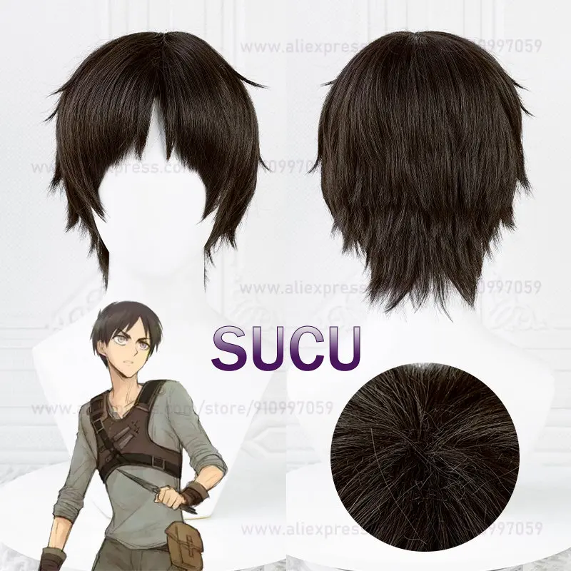 Anime Eren Jaeger Mikasa Ackerman Cosplay Wig Heat Resistant Synthetic Hair Halloween Cos Wigs Hairnet