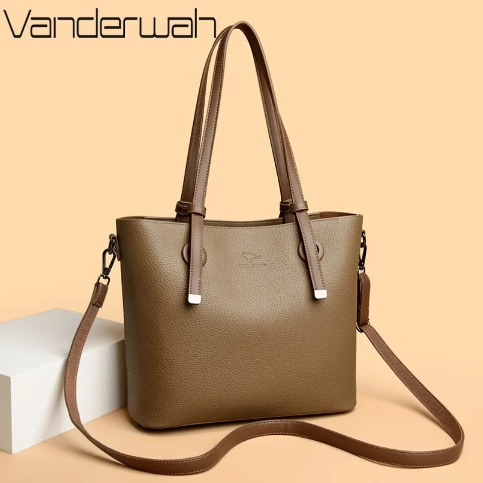 

Genuine Brand Luxury Leather Shoulder Bag For Women Fashion Ladies Casual Tote Bag Female Purse Handbag Commuter Solid Color Sac