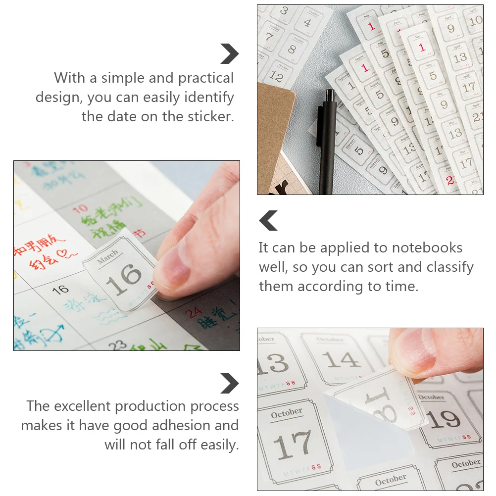 24 Sheets Daily Page Adult Diary Decorative Self Adhesive Mini Planner Stickers Notebook Tabs Calendar Labels