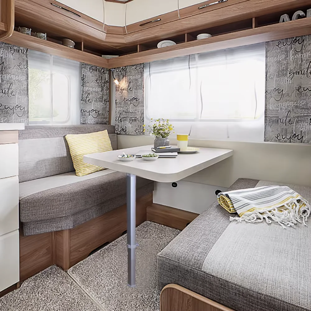 أرجل طاولة RV قابلة للتمديد، سهلة التركيب، مع قضبان متقاطعتين، قابلة للطي للتخزين، مناسبة للمركبات الترفيهية والمقطورات والتخييم.