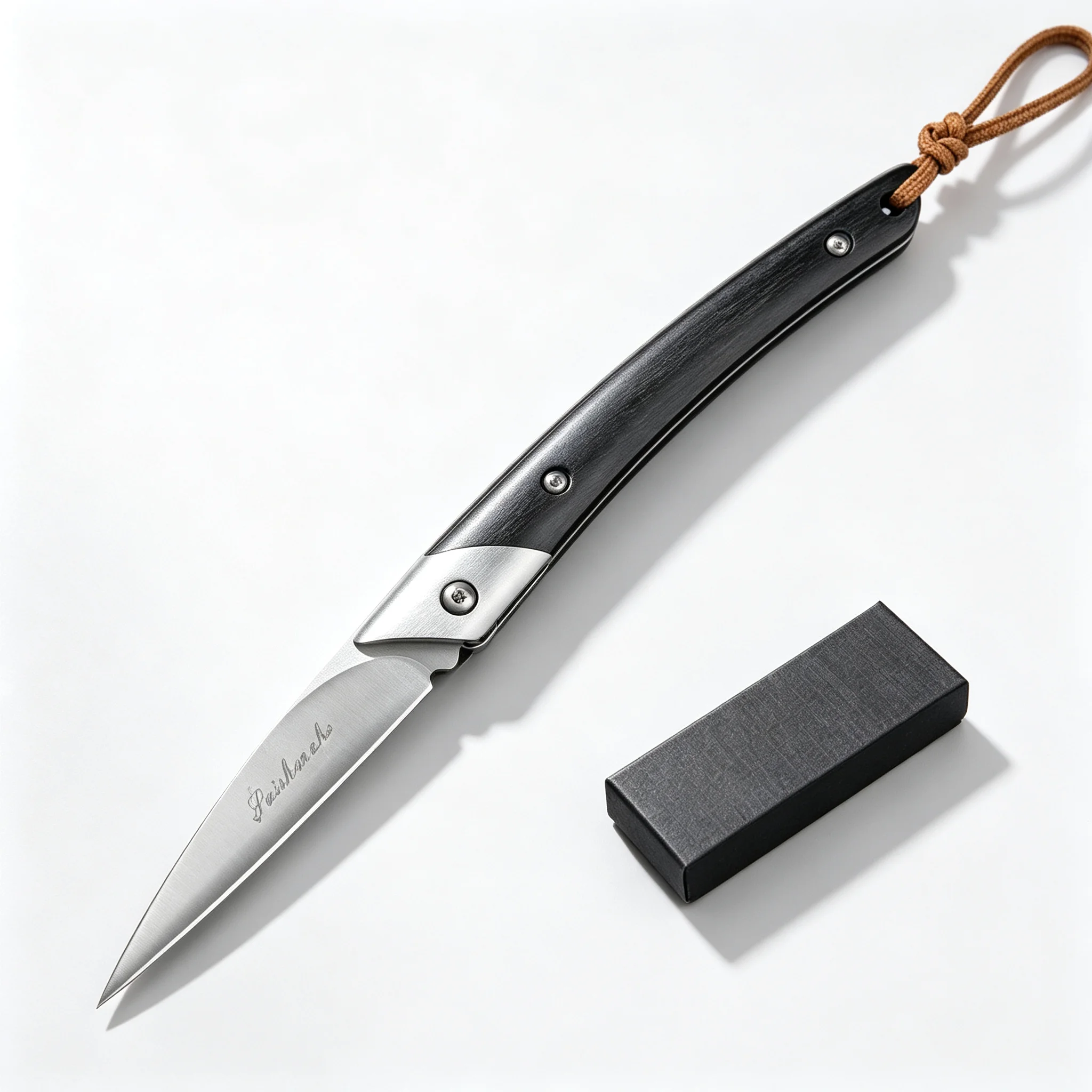 Mini Folding Knife, Outdoor Fruit Knife, Portable Stainless Steel Pocket Knife, Wooden Handle with Hanging Rope, Gift Packaging.