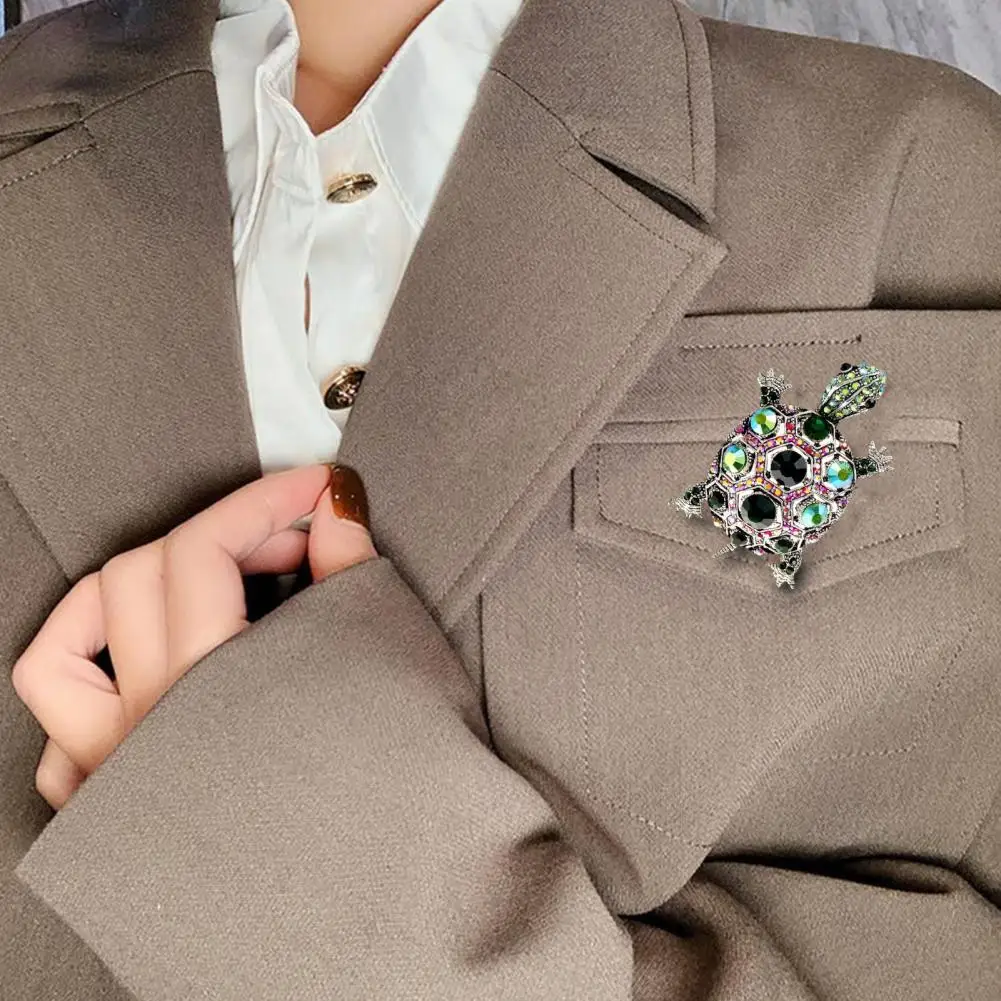 Rhinestone Turtle Brooch Tortoise Brooch Rhinestone Pin Colorful Faux Turtle Jewelry Vintage Lapel Accessory for Clothing Girl