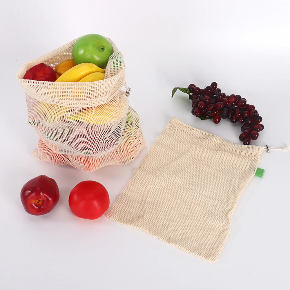 3 Buah Tas Jaring Katun Dapat  - Produce Bag Reusable Mesh ulasan dan harga