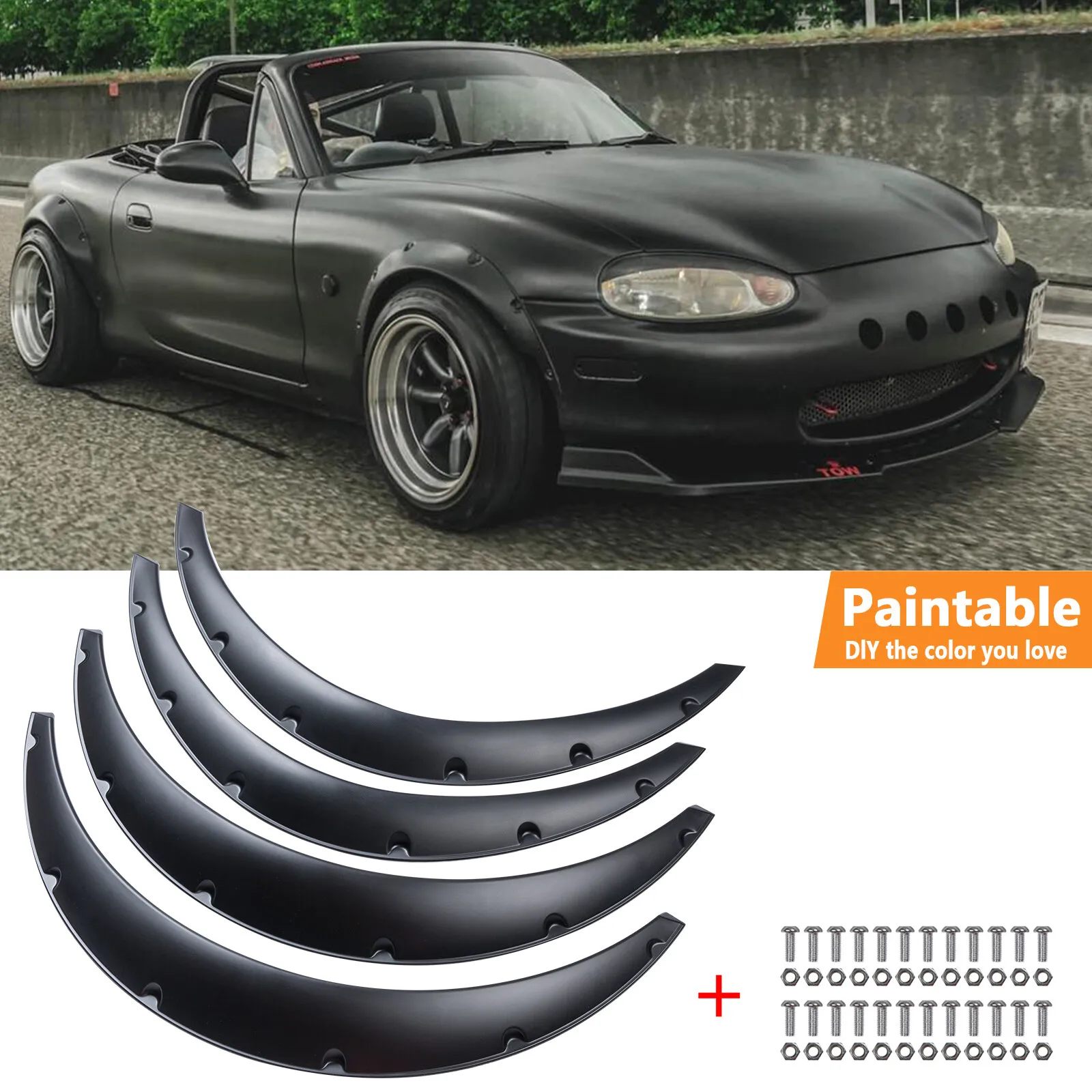 

For Mazda MX-5 Miata Fender flares JDM Wide Body Kit Wheel Arch 3.5" 90mm 4pcs