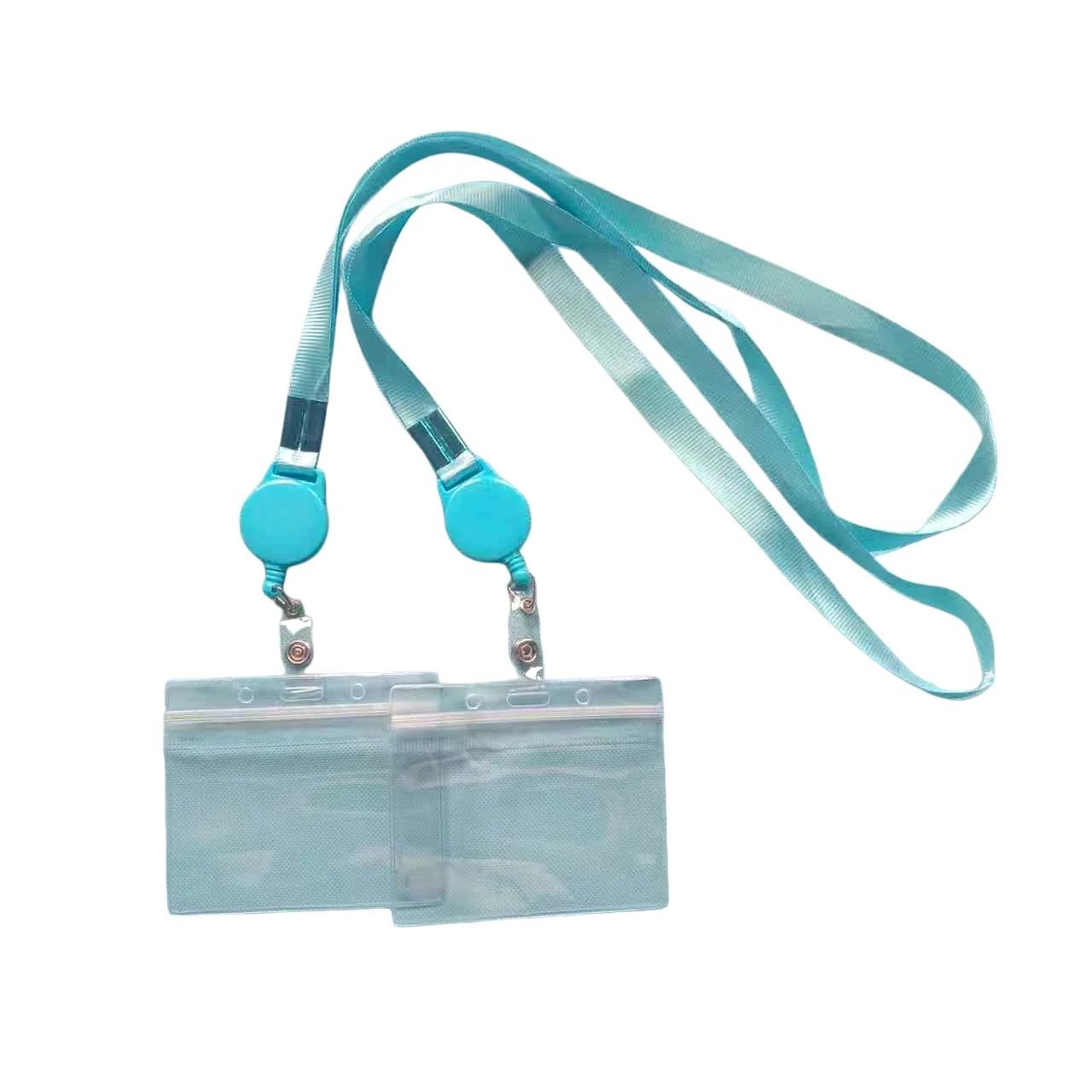 2-Piece Id Lanyard Set, Event Pass Holder - Durable Pvc, White, Black, Light Blue, Green, Perfect for Teachers, Nurses, Students, Lawyers