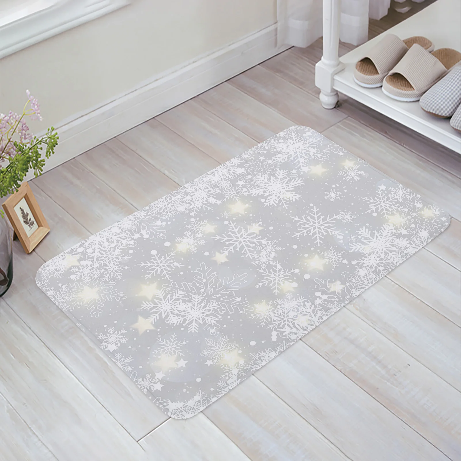 Christmas Snowflake Gray Doormat Decorations for Home Carpet Navidad Ornament New Year Gifts Xmas Party Decor Rug Mat