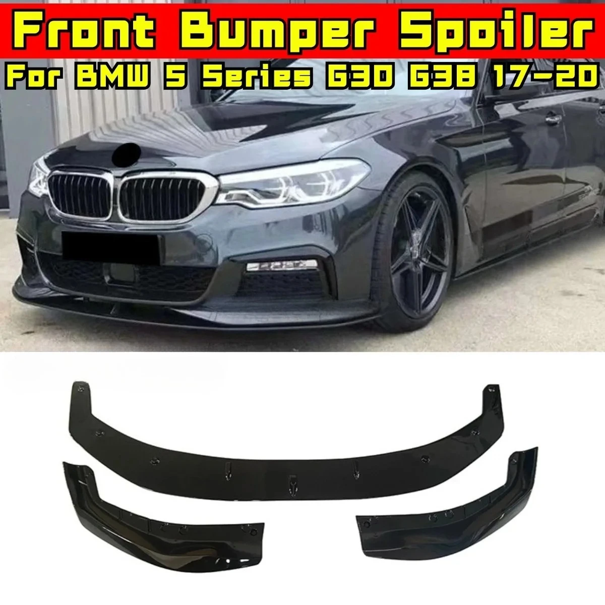 

Car Front Bumper Lip Diffuser Spoiler Glossy Black Modification Part for BMW 5 Series G30 G38 Early Stage 2017-2020 Accessories