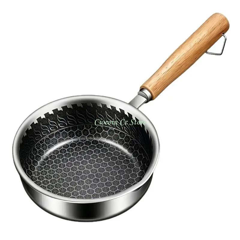 X90F Stainless Steel Cooking Pan With Ergonomic Handle Kitchen Cookware For Eggs And Light Meals