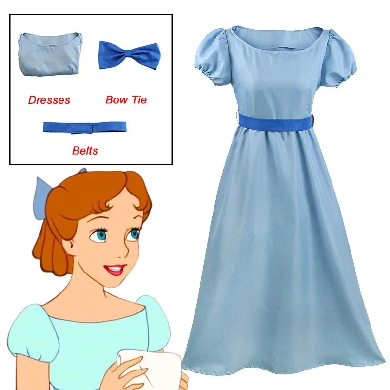 Bear's Home Disfraz de Peter Pan Wendy para mujeres y niñas, traje de princesa con cinturón, para Halloween y Carnaval 2025, nuevo