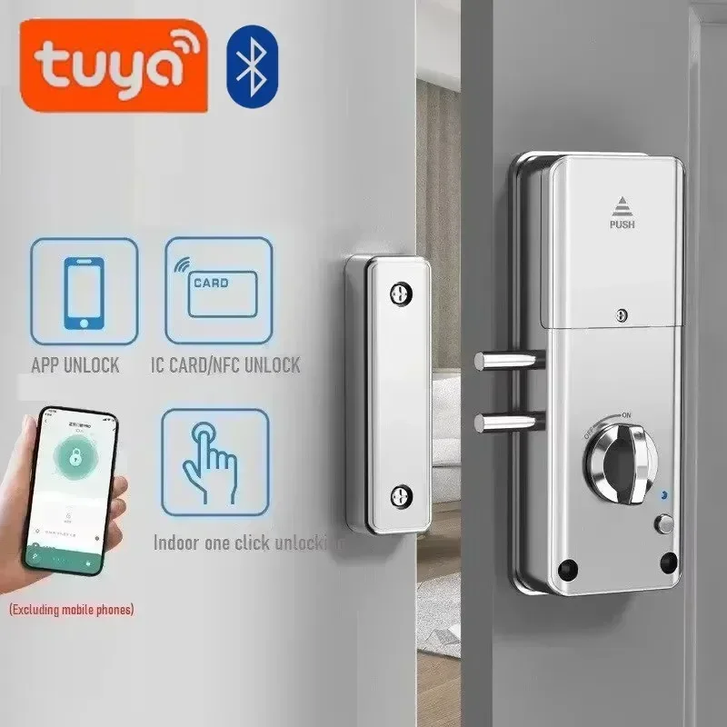 Tuya BLE Smart Lock Bluetooth App Unlock Magnetic Lock Wooden Door Invisible Electronic Lock with IC Card APP Remote Unlock