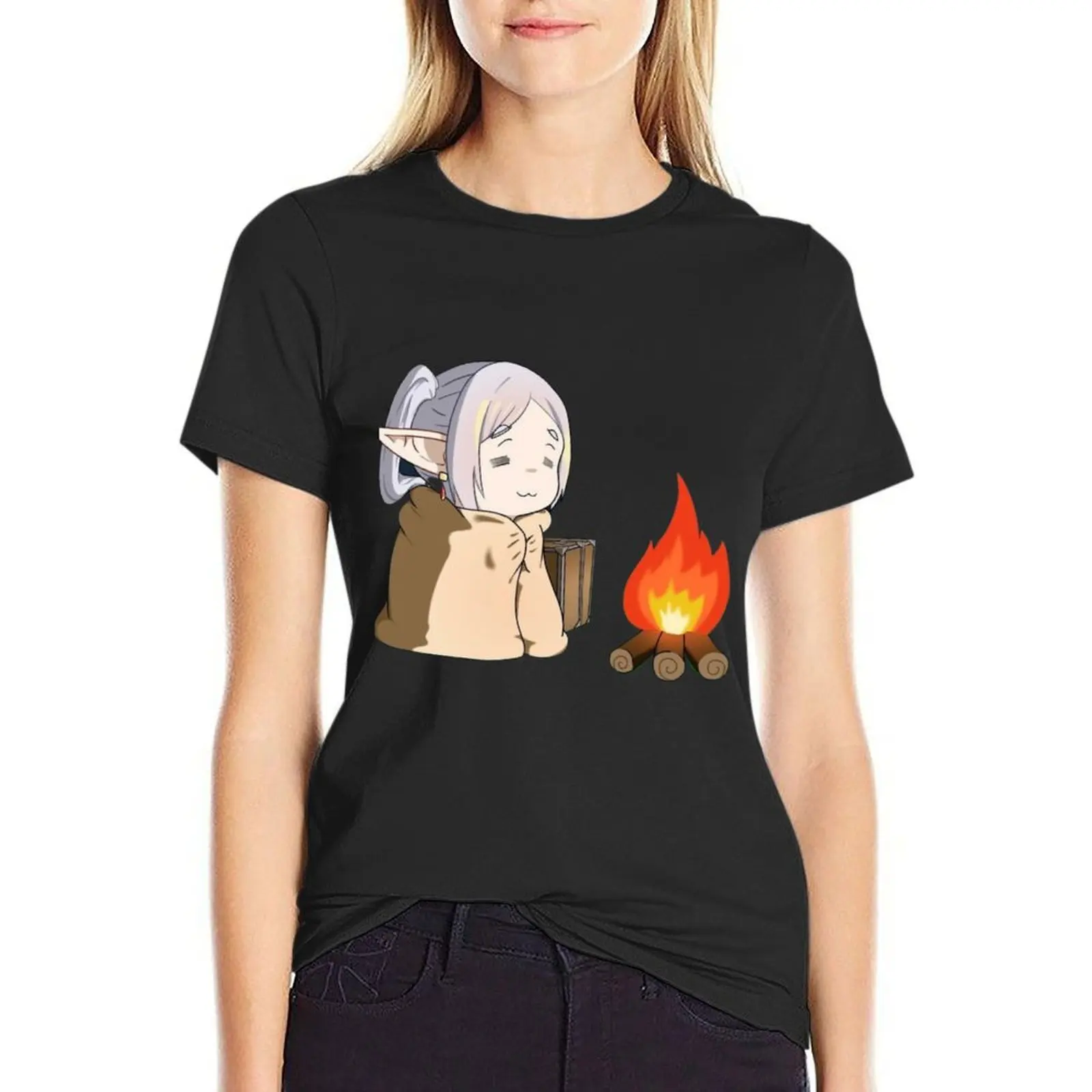 frieren warming by the fire sousou no frieren T-Shirt customizeds quick-drying t-shirt dress for Women plus size sexy