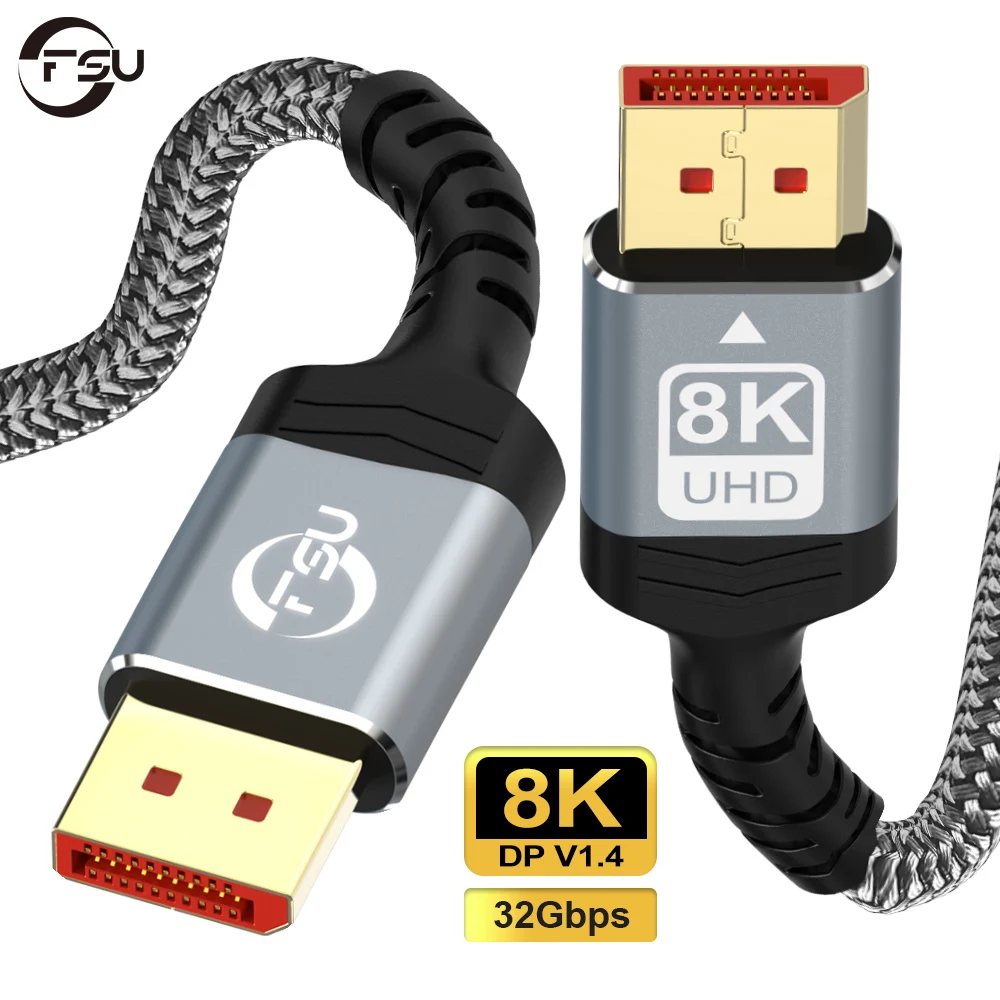 FSU 8K DisplayPort Cable 1.4,DP Cable 8K@60Hz,4K@144Hz,2K@240Hz,High Refresh Rate 240Hz for Gaming Monitor, HDR,Graphics Card,TV