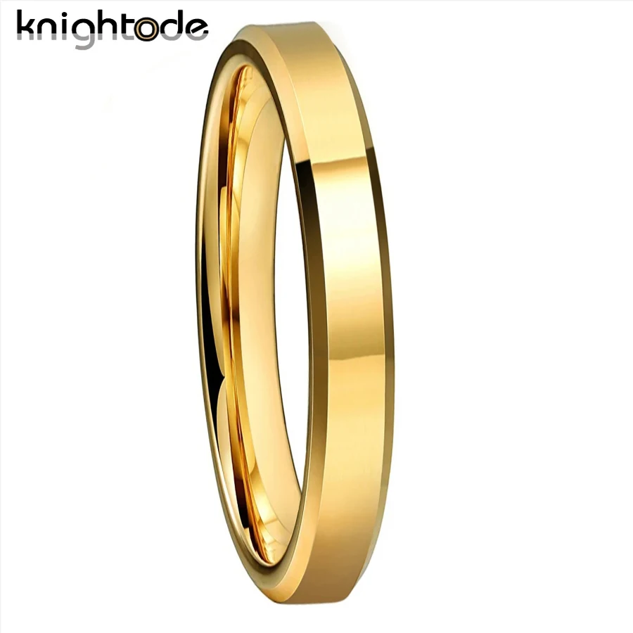 4mm Lady Rose Color Tungsten Carbide Engagement Rings Wedding Bands Beveled polished Finished Comfort Fit