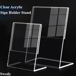 5 Pieces A5 Acrylic Poster Menu Holder Lean to Perspex Leaflet Display Stands Sign Holder Information Stand Business Card Holder