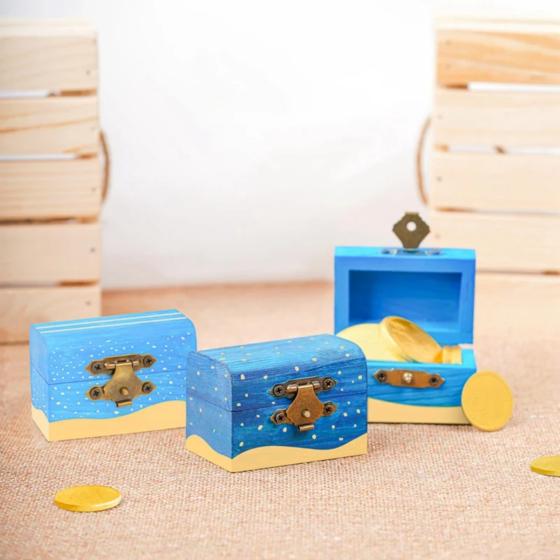 

Маленькая деревянная коробка Shore с откидной крышкой (упаковка из 12 шт.) — небольшой сундук с сокровищами из необработанной сосны для деталей и подарков-A21I