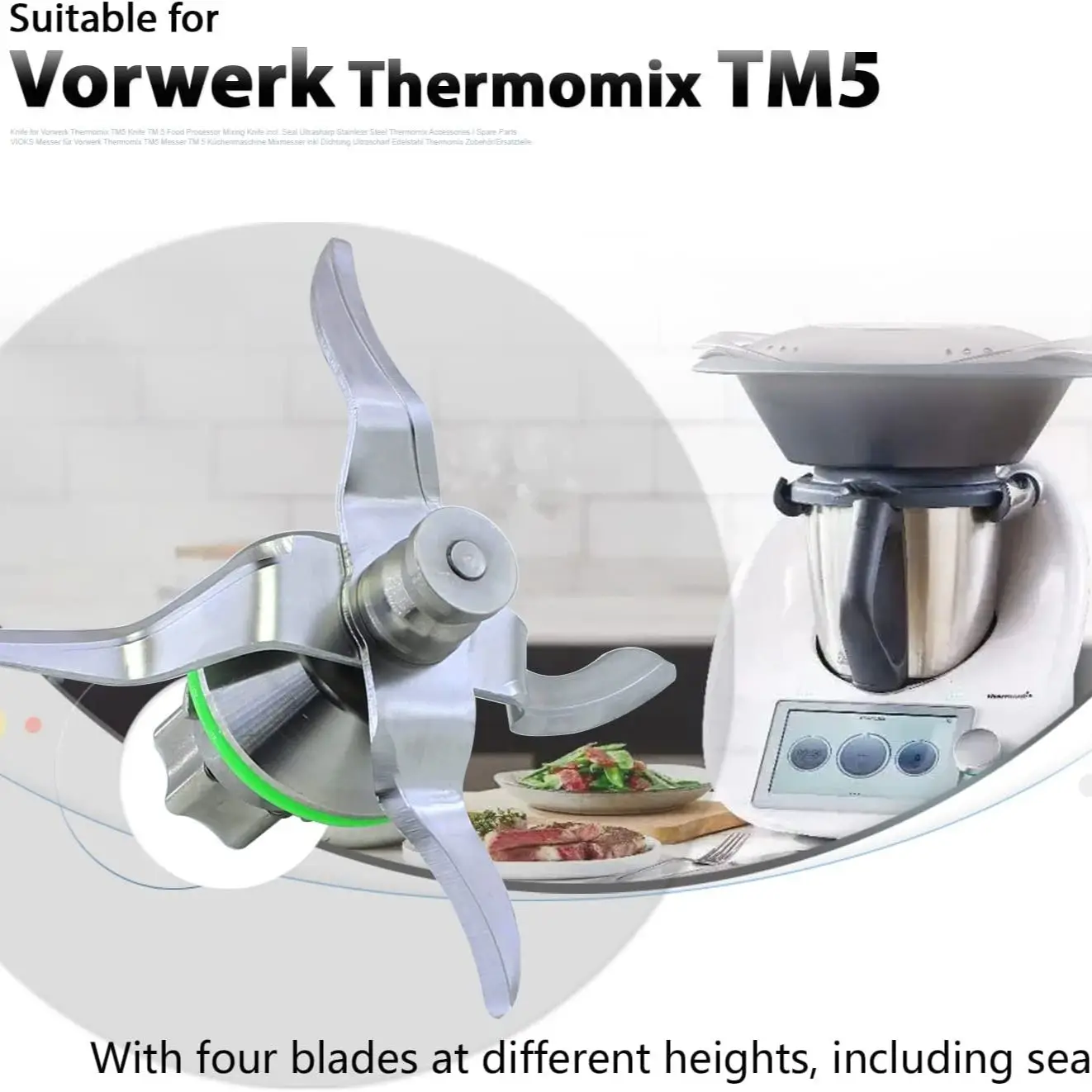 Couteau Assad en acier inoxydable 304, accessoires pour robot culinaire, pour Vorwerk Thermomix TM6(TM5) TM31