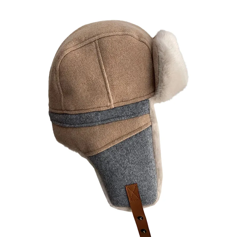 New Winter Fashion Hat Herringbone Fleece-lined Thickened Men's And Women's Same Style Thermal Lei Feng Cap Out Cycling Earflaps